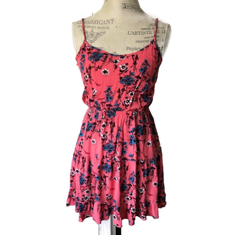 🐰 Pink Rose Skater Dress Floral Open Back Strappy